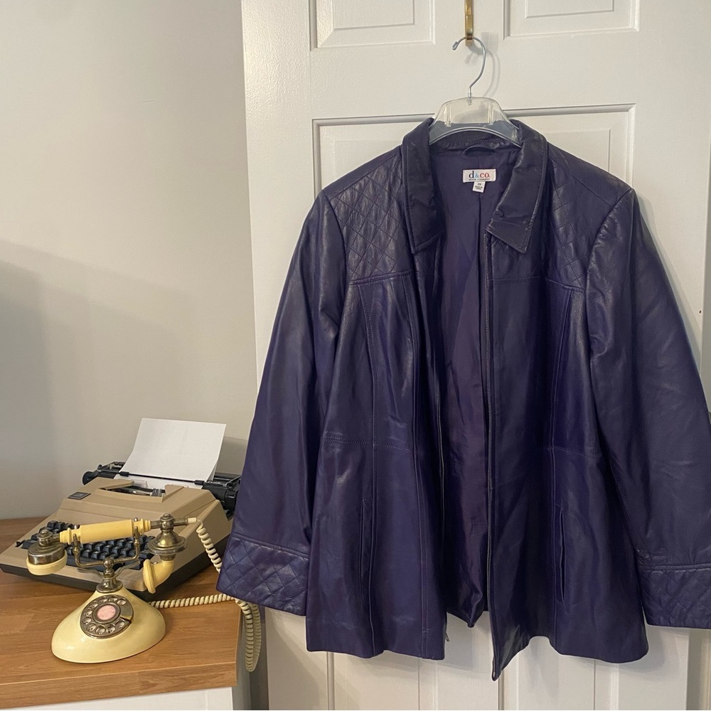 Denim + Co. Dark Purple Leather Jacket